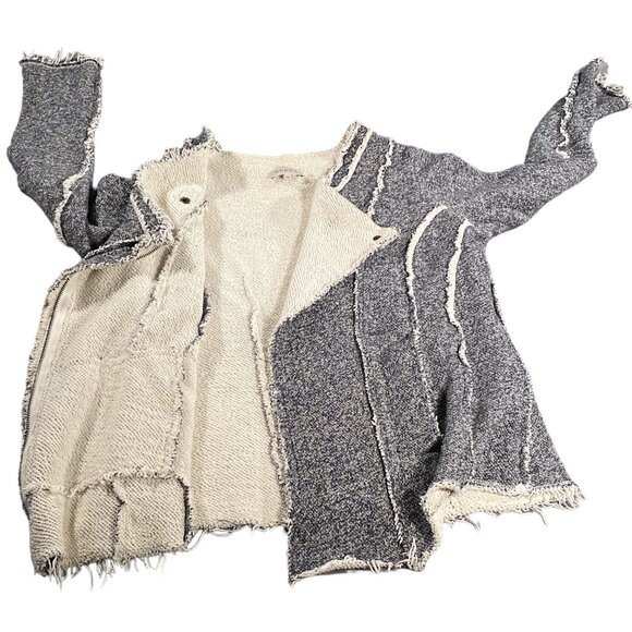 Shabby Chic Jacket Womens M Gray Heather Melange Distressed Raw Edge Grunge Y2K - Picture 15 of 16